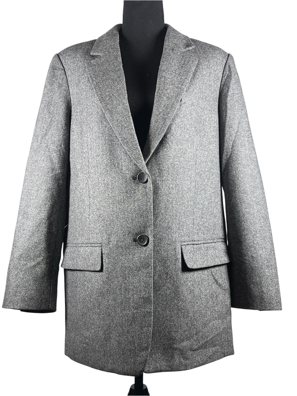 NWT Everlane Grey Herringbone Oversized Blazer, Size 10 - Picture 3 of 14